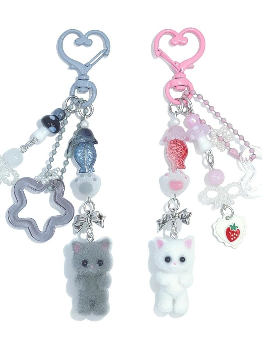 Cute Pink Keychain,Fuzzy Cat Keychain Aesthetic Y2K KeychainStylish KeychainsAcc